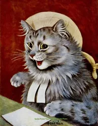 Buy The Cat Judge 8.5x11  Photo Print Louis Wain Feline Painting Fine Art Whimsical • 7.81£