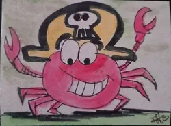 Buy Aceo Original Pencil & Watercolor Crab Pirates  • 2£