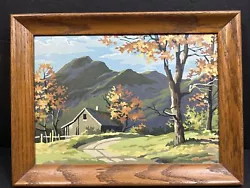 Buy Vintage Paint By Number Framed Mountain House Fall Landscape Scene Signed Art • 41.32£
