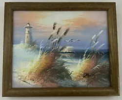 Buy Vintage Framed “Lighthouse” Oil Painting, Signed By Artist • 28.53£