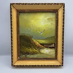 Buy Vintage Oil Painting Framed Signed Wetkins Beach Sea Seascape Landscape Boat • 35£