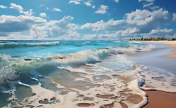 Buy Beach Waves Sand Coast Canvas Wall Art Picture Print 30 X20  • 29.99£
