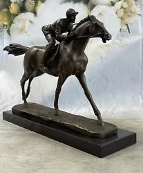 Buy Jockey Equestrian Polo Horse Racing Bronze Statue Sculpture Figure Marble Base • 377.05£