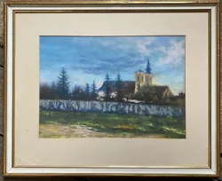 Buy ::pastel Baroque Double Tower Church Illegibly Signed - Who Knows The Place? • 125.90£