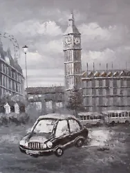 Buy Black White London Eye Large Oil Painting Canvas Modern Cityscape British Art • 24.95£