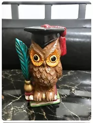 Buy 1977 Vintage Carved Tiny Owl On Book With Graduation Cap, Wooden Owl Handmade  • 33.46£