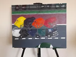 Buy Original Art, 'Rainbow Lorry Transporter'.  Large Box Canvas, Aprx. 40x50cm SB22 • 110£