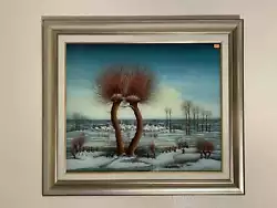 Buy IVANEC, STJEPAN,  Two Trees Talking , Reverse Oil On Glass, Croatian Naive Art • 5,508.52£