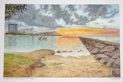 Buy Original Hawaii Watercolor Painting  Sunrise Over Diamond Head  By L Segedin #30 • 511.08£