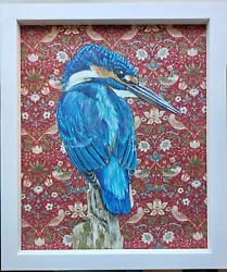 Buy Original Wildlife Kingfisher Picture Painting William Morris Art Nouveau Fabric  • 49£
