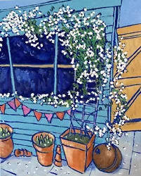 Buy Original Oil Painting’ Clematis In Bloom By The Studio” By Brian Pinnell • 58£
