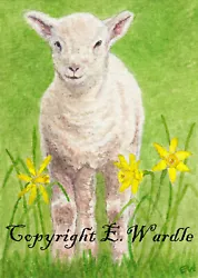 Buy ACEO 2.5  X 3.5  'Spring Lamb' CANVAS PRINT Of Original Watercolour By E.Wardle • 2.99£