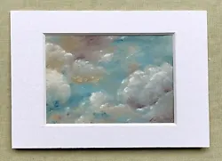 Buy Original Miniature Cloud Painting, Gouache On Brown Paper, Mounted. • 17£
