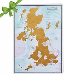 Buy UK Map Poster- United Kingdom Scratch Off Print - Most Detailed - Camper Van - - • 18£