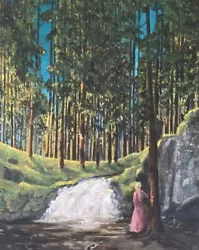 Buy Original Landscape Painting Forest And Waterfall • 30£