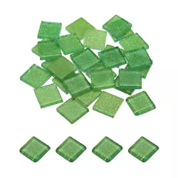 Buy Mosaic Tiles, Glass Tiles 2 X 2cm For DIY Crafts, 25pcs(100g,Fluorescent Green) • 8.93£