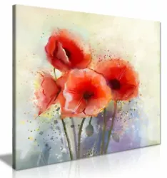 Buy Water Color Red Poppy Flowers Painting Canvas Wall Art Picture Print • 19.99£