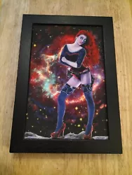 Buy Black Framed Painting Sexy Space Girl Pinup Galaxy • 10£
