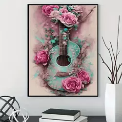 Buy DIY Diamond Painting Kit Colorful Western Rose Flower M Guitar Rhinestone New • 13.23£