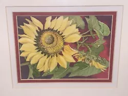 Buy Vintage Watercolor Patsy Kelly Reading Sunflowers Painting 11.5”X13 5/8” Framed • 115.75£
