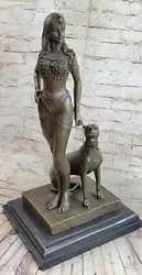 Buy Large Egyptian Queen Nefertiti ,Cleopatra Enthroned Panther Bronze Statue Decor • 592.18£