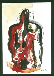 Buy Water Color On Original Paper From The 1960s Signed HENRY MOORE - Nude • 399£