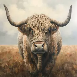 Buy Highland Cow Oil Art Luxury Canvas Wall Picture Print Colourful • 119.99£