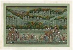 Buy Handmade Rajasthani Painting Of Maharaja Royal Procession Art 15.5x10.5 Inches • 119.69£