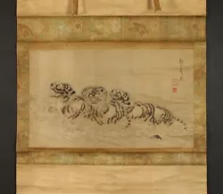 Buy Nw3778 BIG Hanging Scroll  Tigers Crossing The River  By Ganku (Late Edo Era) • 125.37£