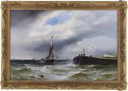 Buy Fishing Boats Antique Marine Oil Painting By Gustave De Breanski (c.1856-1898) • 2,450£