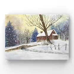 Buy Original Brand New Watercolor Painting ”A Snowy Day” $50 Home Decor Art Gift • 37.21£