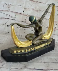 Buy Bronze Sculpture  Scarf Dancer  Art Deco Dancer Bronze Statue Hot Cast Nude • 125.33£