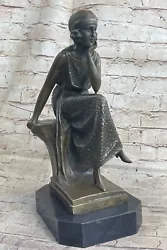 Buy Signed Augustine Moreau Woman Bronze Art Deco Nouveau Sculpture Statue Decor Art • 167.26£