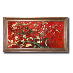 Buy Bronze Framed Mandorlo In Fiore-Red By Van Gogh Canvas Giclee Art 16 In X 28 In • 124.02£