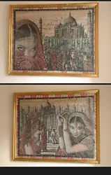 Buy Pair Of Painted Indian Asian Women & Landscape Art Paintings. Local Artist • 80£