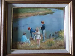 Buy Crabfishing, Children At The Water's Edge. Phyllis Morgans Original Oil • 160£