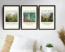 Buy Set Of Three Green Tree Paintings By Claude Monet - Art Print Poster Moreno • 49.50£