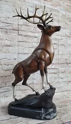 Buy Stag Elk Deer Buck Hunter Bronze Marble Statue Sportsman Wildlife Art Deco • 552.35£