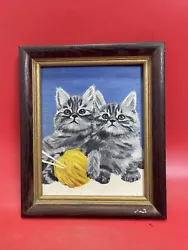 Buy Vintage Cats Portrait, Original Oil Painting, Funny Palette, 10x8 Inches • 28.94£