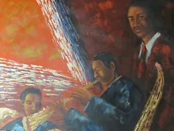 Buy Saxophone Musicians Band Large Oil Painting Canvas Modern Original Jazz Trumpet • 25.95£
