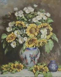 Buy Clearance Sale To Collect Painting Flowers Vase Sunflower Signed Van Laughing • 601.93£