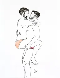 Buy Couple Gay Painting Lgbt Original Artwork Naked Two Men Painting Nude Male 8x6'' • 24.81£