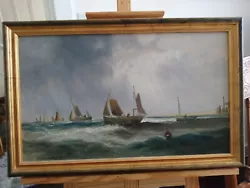 Buy Antique Nautical Oil Painting On Wood Panel Framed • 72£