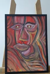 Buy Portrait Face Abstract Painting On Framed  30x40 Cm  PICASSO Inspired OOAK 1/1 • 15.90£