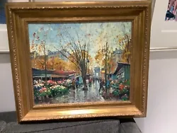 Buy Jean Salabet  Paris Flower Market  Oil On Canvas • 3,800£