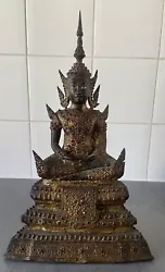 Buy Ancient 19th Golden Bronze Buddha Statue Sculpture Siam China Asia • 299.77£
