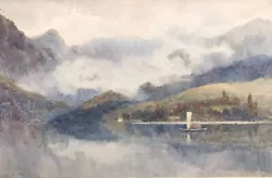 Buy Albert Stevens (1872-1902) Watercolour Lake Mountains Boat  • 60£