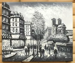 Buy Paris Street Scene Black And White Impressionist Vintage Painting France Signed • 30£
