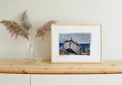 Buy A Boat On A  Beach Original Watercolor Tiny Art Dolls-House Art 3'by 4' • 27£