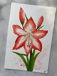 Buy Amaryllis Flower| Original Painted | Watercolour Painting | Botanical | Signed • 16£